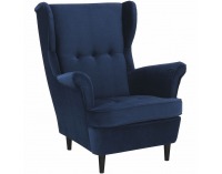 Kreslo (ušiak) Rufino New - tmavomodrá / orech