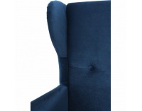 Kreslo (ušiak) Rufino New - tmavomodrá / orech