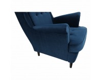 Kreslo (ušiak) Rufino New - tmavomodrá / orech