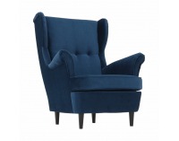 Kreslo (ušiak) Rufino New - tmavomodrá / orech