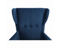 Kreslo (ušiak) Rufino New - tmavomodrá / orech