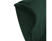 Kreslo (ušiak) Rufino New - tmavozelená / orech
