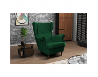 Kreslo (ušiak) Rufino New - tmavozelená / orech