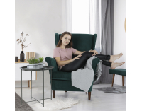 Kreslo (ušiak) Rufino New - tmavozelená / orech