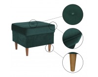 Taburetka Rufino New - tmavozelená / orech