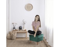 Taburetka Rufino New - tmavozelená / orech