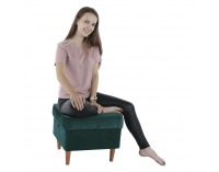 Taburetka Rufino New - tmavozelená / orech