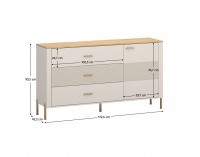 Jednodverová komoda so zásuvkami Runol 1D3S - kašmír / dub kamenný