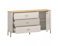 Jednodverová komoda so zásuvkami Runol 1D3S - kašmír / dub kamenný