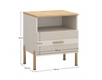 Nočný stolík Runol 1S - kašmír / dub kamenný