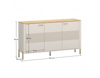 Trojdverová komoda Runol 3D - kašmír / dub kamenný