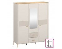 Trojdverová šatníková skriňa so zrkadlom Runol 3D2S - kašmír / dub kamenný