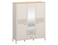 Trojdverová šatníková skriňa so zrkadlom Runol 3D2S - kašmír / dub kamenný