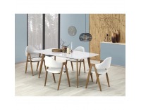 Rozkladací jedálenský stôl Ruten - biely lesk / dub medový