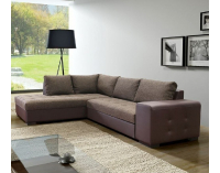 Rohová sedačka s rozkladom a úložným priestorom Linero L - cayenne 1113 ekokoža / manchatan 4 šenil