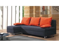 Rohová sedačka s rozkladom a úložným priestorom Markus L/P - čierna / vankúše 2062