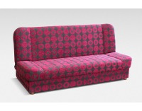 Rozkladacia pohovka s úložným priestorom Sandra - ružové kolesá šenil