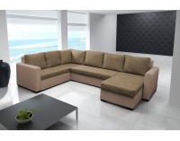 Rohová sedačka U s rozkladom a úložným priestorom Viola L - cayenne 1112 ekokoža / artemis 5 šenil