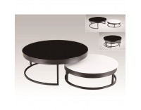 Kovový konferenčný stolík (2 ks) Sagar - čierna / biela