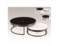 Kovový konferenčný stolík (2 ks) Sagar - čierna / biela