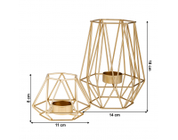 Kovový svietnik (2 ks) Salio - zlatá