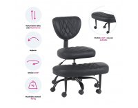 Ergonomická kľakačka na kolieskach Samer - čierna