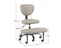 Ergonomická kľakačka na kolieskach Samer - sivohnedá (taupe) / čierna