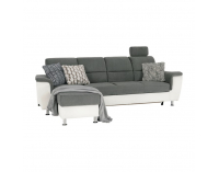 Rohová sedačka s rozkladom Santiago RM L - sivá / biela