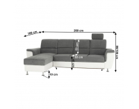 Rohová sedačka s rozkladom Santiago RM L - sivá / biela