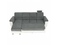 Rohová sedačka s rozkladom Santiago RM L - sivá / biela