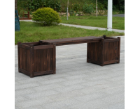 Drevená záhradná lavička s kvetináčmi Sasil - hnedá