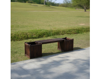 Drevená záhradná lavička s kvetináčmi Sasil - hnedá