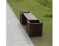 Drevená záhradná lavička s kvetináčmi Sasil - hnedá