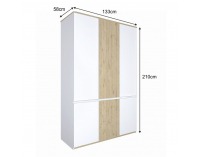 Šatníková skriňa Leira 6D - dub wellington / biela