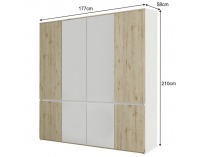 Šatníková skriňa Leira 8D - dub wellington / biela