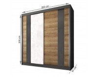 Šatníková skriňa s posuvnými dverami a zrkadlom Manno 2D - dub riviera zlatý / grafit