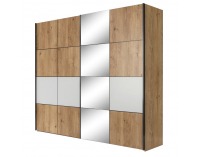 Šatníková skriňa s posuvnými dverami a zrkadlom Puno - dub grandson / biela matná