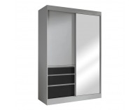 Šatníková skriňa s posuvnými dverami a zrkadlom Romualda 140 - sivá / čierna
