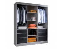 Šatníková skriňa s posuvnými dverami a zrkadlom Romualda 180 - sivá / čierna