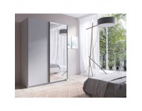 Šatníková skriňa s posuvnými dverami a zrkadlom Rozine 150 - sivá