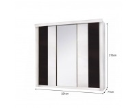 Šatníková skriňa s posuvnými dverami a zrkadlom Rublin 3D - biela / čierna