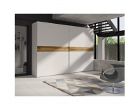 Šatníková skriňa s posuvnými dverami Nagama 2D - biela / dub wotan