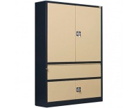 Kovová kancelárska skriňa s vystuženými dverami SB 1200 01 - antracit / béžová