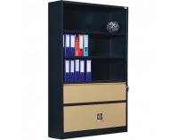 Kovová kancelárska skriňa s vystuženými dverami SB 1200 02 - antracit / béžová