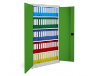 Kovová kancelárska skriňa s nastaviteľnými policami SB 1000 - svetlosivá / zelená