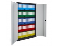 Kovová kancelárska skriňa s dvojkrídlovými dverami SB 1200 - grafit / svetlosivá