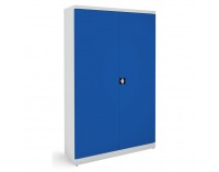 Kovová kancelárska skriňa s dvojkrídlovými dverami SB 1200 - svetlosivá / modrá