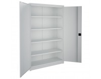 Kovová kancelárska skriňa s dvojkrídlovými dverami SB 1200 - svetlosivá