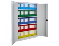 Kovová kancelárska skriňa s dvojkrídlovými dverami SB 1200 - svetlosivá