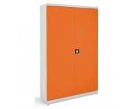Kovová kancelárska skriňa s dvojkrídlovými dverami SB 1200 - svetlosivá / oranžová